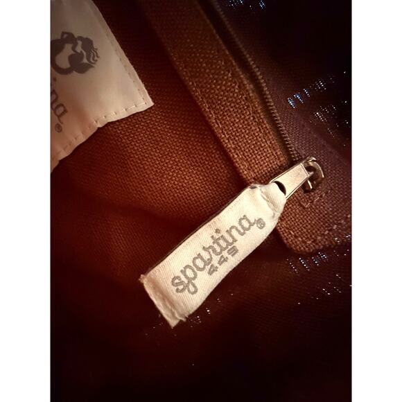 Spartina 449 Black Rattan Box Bag Leather Trim Gold Hardware Top Handle - Picture 15 of 16